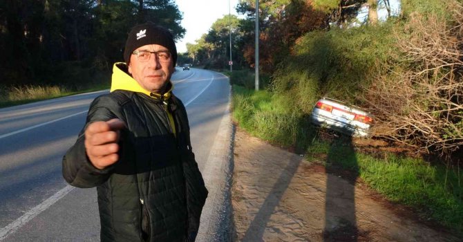 Köpeğe çarpmamak için ölümden döndü