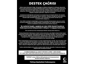 Türkiye Basketbol Federasyonu, AFAD’a 5 milyon TL bağışta bulundu