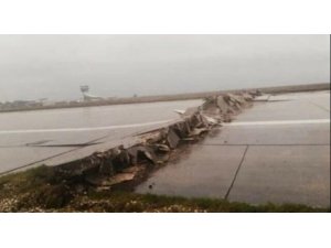 Hatay Havalimanı pistini onarım çalışmalarına başlandı