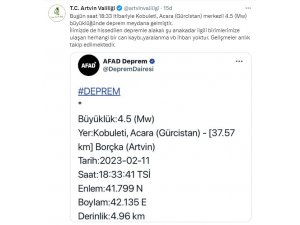 Gürcistan’daki depremle ilgili Artvin Valiliğinde açıklama geldi