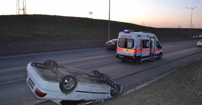 Otomobil takla attı, emniyet kemeri hayat kurtardı