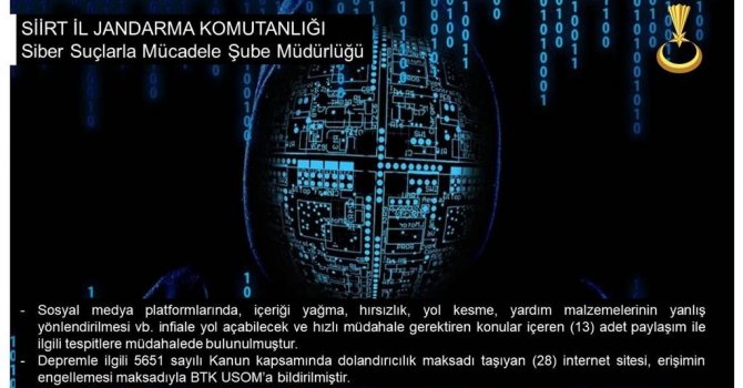 Jandarma 13 sosyal medya paylaşımına müdahalede bulundu