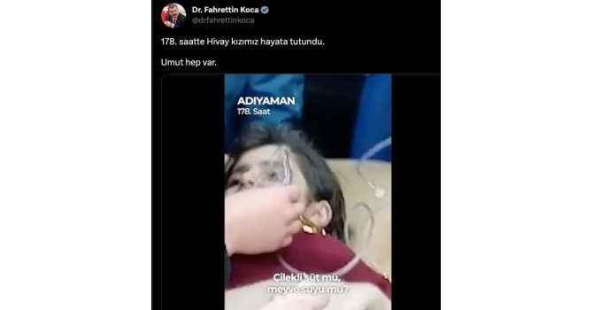 178 saat sonra enkazdan çıkan 6 yaşındaki Hivay, çilekli süt ve poğaça istedi