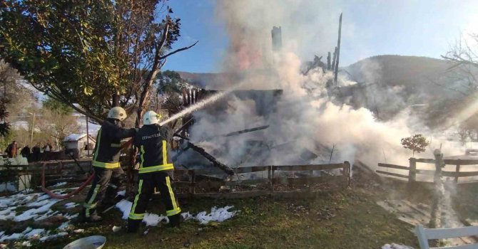 Şömineden çıkan yangın villayı küle çevirdi