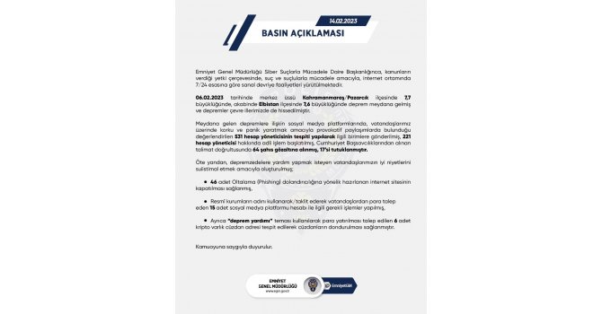 EGM: "Provokatif paylaşımlarda bulunduğu değerlendirilen 531 hesap yöneticisi tespit edildi"