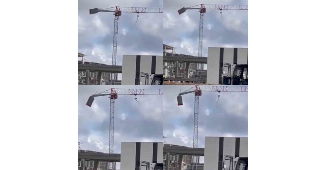 Depremde kule vinçin ağırlığı işte böyle çöktü