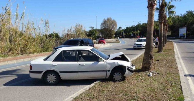 Alkolden ehliyeti iptal edilen sürücü otomobille palmiyeye çarptı