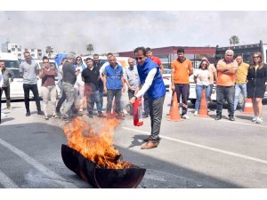 Mersin’de belediye personeline yangın ve kurtarma tatbikatı