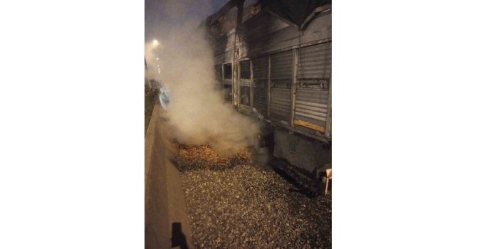 Otoyolda kamyon yangını