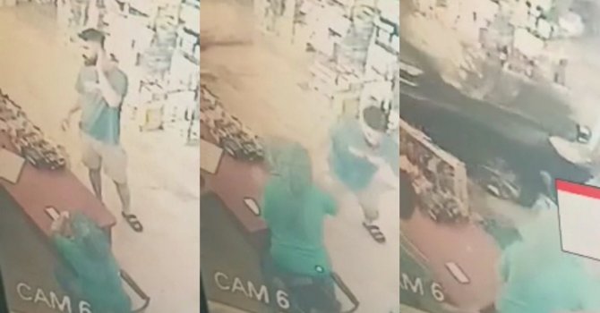 O anlar kamerada: Fren yerine gaza basınca markete daldı