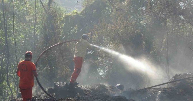 Mersin’de bahçe yangını ormana sıçramadan söndürüldü