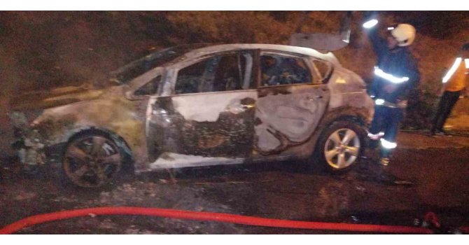 Otoyolda araç yangını