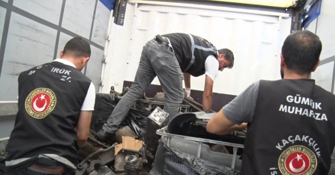İthalatı yasak motor blokları ve şanzımanlar ele geçirildi
