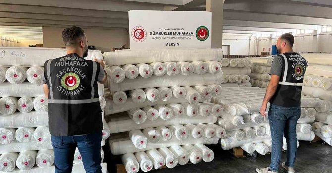 Mersin’de 9 milyon 300 bin lira değerinde kaçak polyester kumaş ele geçirildi