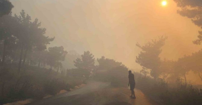 Yangına müdahaleden sıcak görüntüler: Su tankeri alevlerin içerisinde kaldı