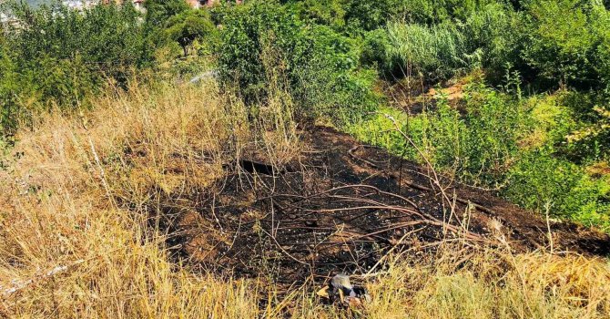 Otluk alanda çıkan yangın bahçeye sıçramadan söndürüldü