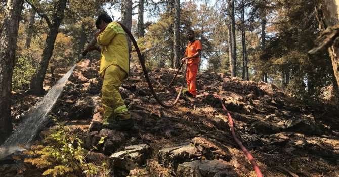 Akseki yangını kontrol altına alındı, 22 saattir çalışan işçiler derin nefes aldı