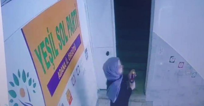 HDP binasına ispirto şişesi koyan kadının güvenlik kamera görüntüleri ortaya çıktı
