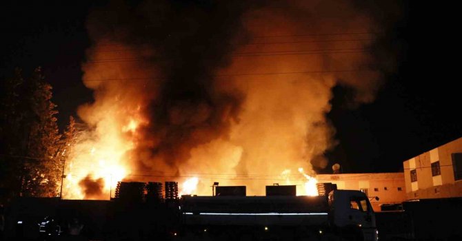 Adana’da palet deposu alevlere teslim oldu