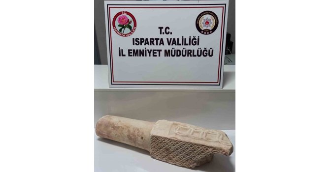 Isparta’da Büyük Selçuklu dönemine ait mermer sütun ele geçirildi
