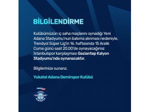 Adana Demirspor, İstanbulspor maçını Gaziantep’te oynayacak