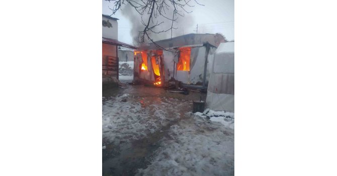 Depremzede yaşlı kadın ve engelli torunu yangından son anda kurtuldu