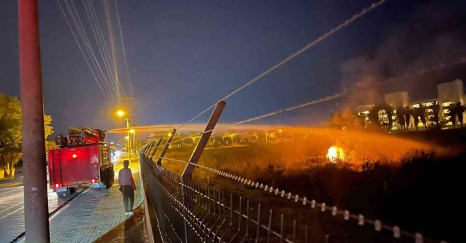 Alanya’da şampiyonluk kutlamasında boş araziye atılan meşale yangın çıkardı