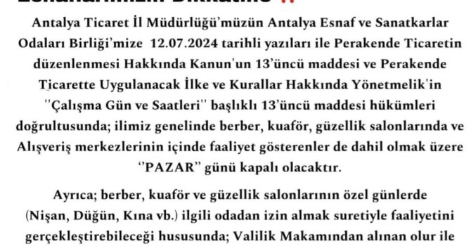 AESOB'DAN HALKA VE ESNAFA DUYURU