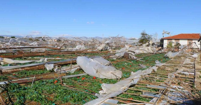 Hortumun verdiği zarar gün ağarınca ortaya çıktı