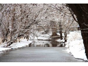 Kahramanmaraş’ta Mağaragözü Çayı buz tuttu