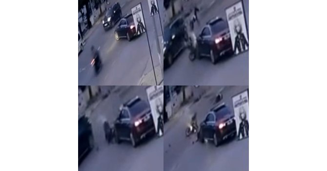 Otomobile çarpan motosikletli takla atıp yere düştü: O anlar kamerada