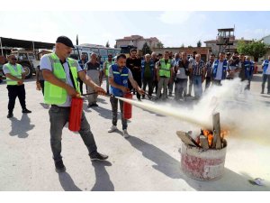Akdeniz Belediye personeli yangın tatbikatına katıldı