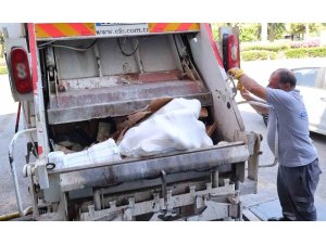 Otobüs Terminali’nde usulsüz taşınan 700 kilogram peynir çöp kamyonu çağrılarak imha edildi