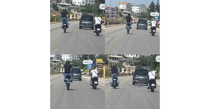 Motosikletli sürücüden D-400 karayolunda tehlikeli hareketler