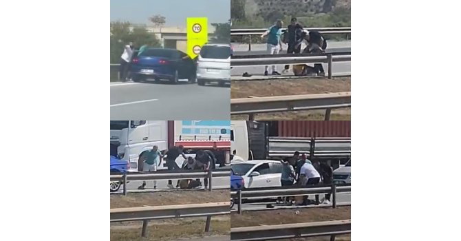 Otoyolda sürücü önce dövüldü sonra suyla ayıtılmaya çalışıldı: O anlar kamerada