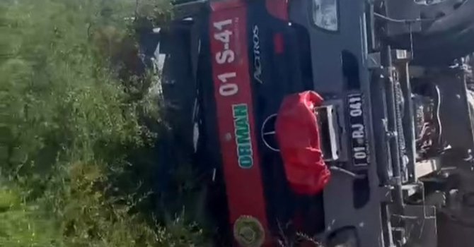 Yangına müdahaleye giden arazöz devrildi: 2 yaralı