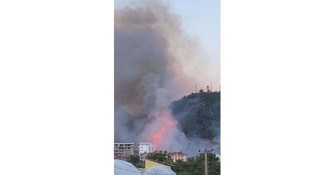 Gazipaşa’daki orman yangınında gözetleme kulesindeki personelin zor anları kamerada