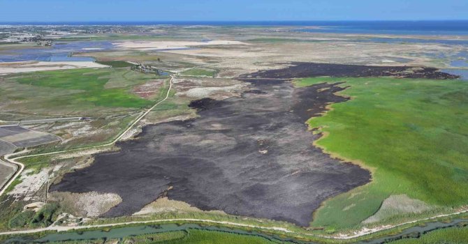 Kuş cenneti Göksu Deltası yangın sonrası havadan görüntülendi