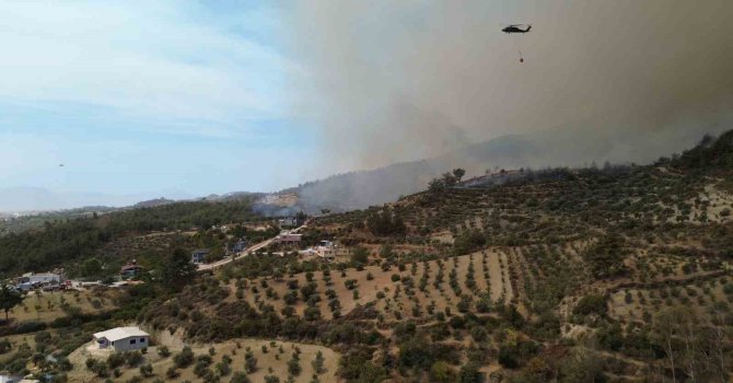 Yangında 25’inci saat geride kalırken havadan ve karadan müdahale dronla görüntülendi