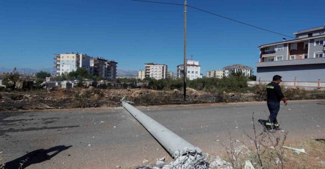 Köpeğe çarpmamak için elektrik direğine vurdu, kopan teller yangın çıkardı