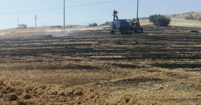 Isparta’da 30 dönümlük tarla yanarak kül oldu