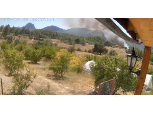 Antalya’da 3 ev, 4 ahırın yandığı orman yangınının başladığı an güvenlik kamerasında