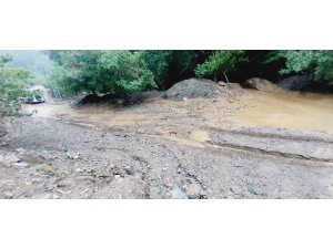 Feke’de sağanak sonrası dereler taştı, yollar kapandı