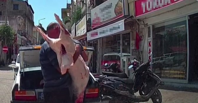 Hijyen kurallarına uymadan otomobil bagajında et taşıdılar