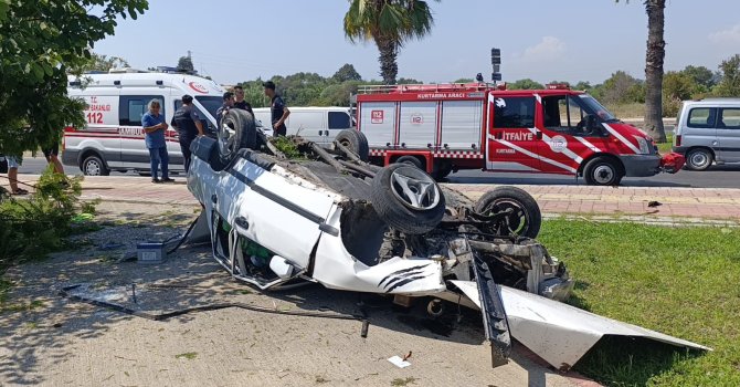 Takla atıp ters dönen Fiat Tofaş hurdaya döndü: 1 yaralı
