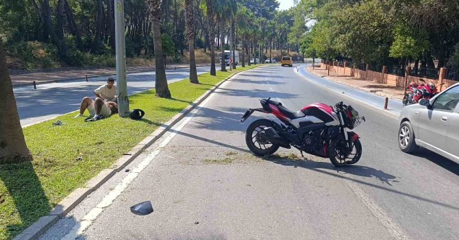 Motosiklet palmiye ağacına çarptı, sürücü yaralandı