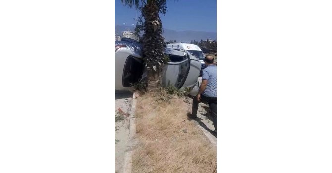 Takla atan otomobil ağaça çarparak durabildi