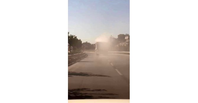 Tozu dumana katan kamyon sürücüsüne ceza uygulandı