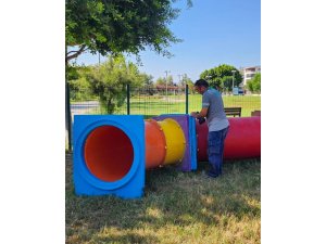 Manavgat Belediyesi köpek eğitim parkına yeni parkurlar ekliyor
