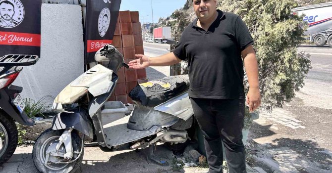 Motoru çalamayınca hız göstergesini çalan hırsız kamerada